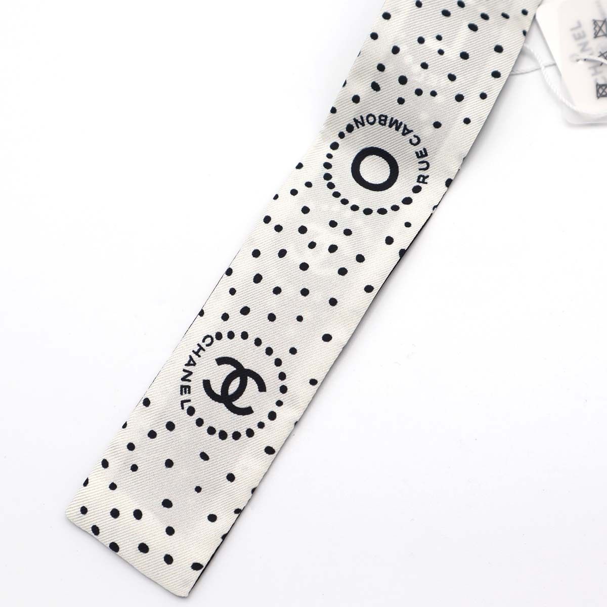 未使用 CHANEL シャネル ツイリー スカーフ 水玉 シルク100