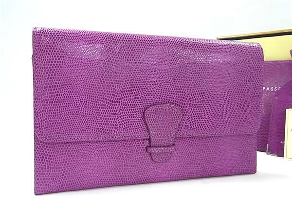 □極美品□ ASPINAL of LONDON アスピナルオブロンドン リザード型押し  