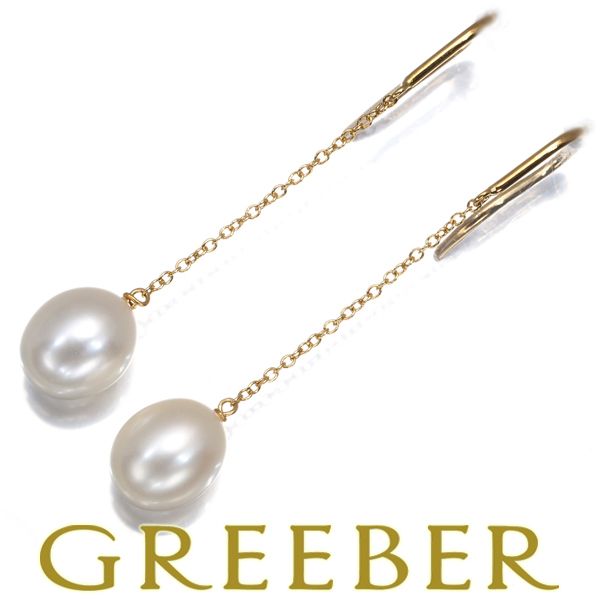 ティファニー ピアス 真珠 8.2mm パールバイザヤード フック K18YG