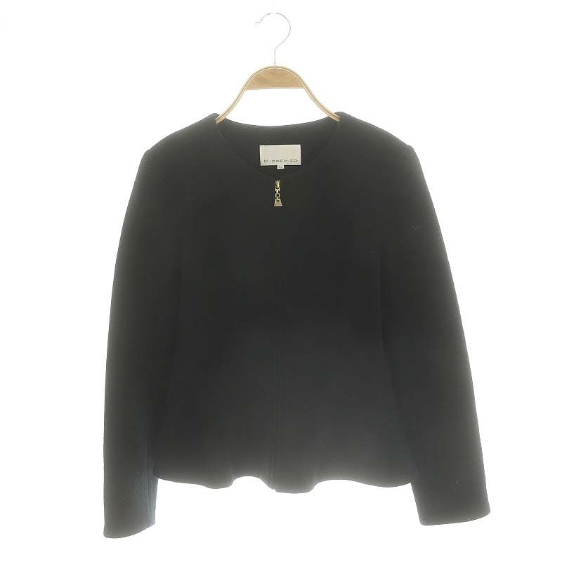 エムプルミエ M-Premier ジップアップウールジャケット ノーカラー 36 黒 ブラック /MF ■OS ■SH｜定番人気・注目商品におすすめ 日本語対応 厳重梱包 【自社品番】170-402412230895【商品名】エム