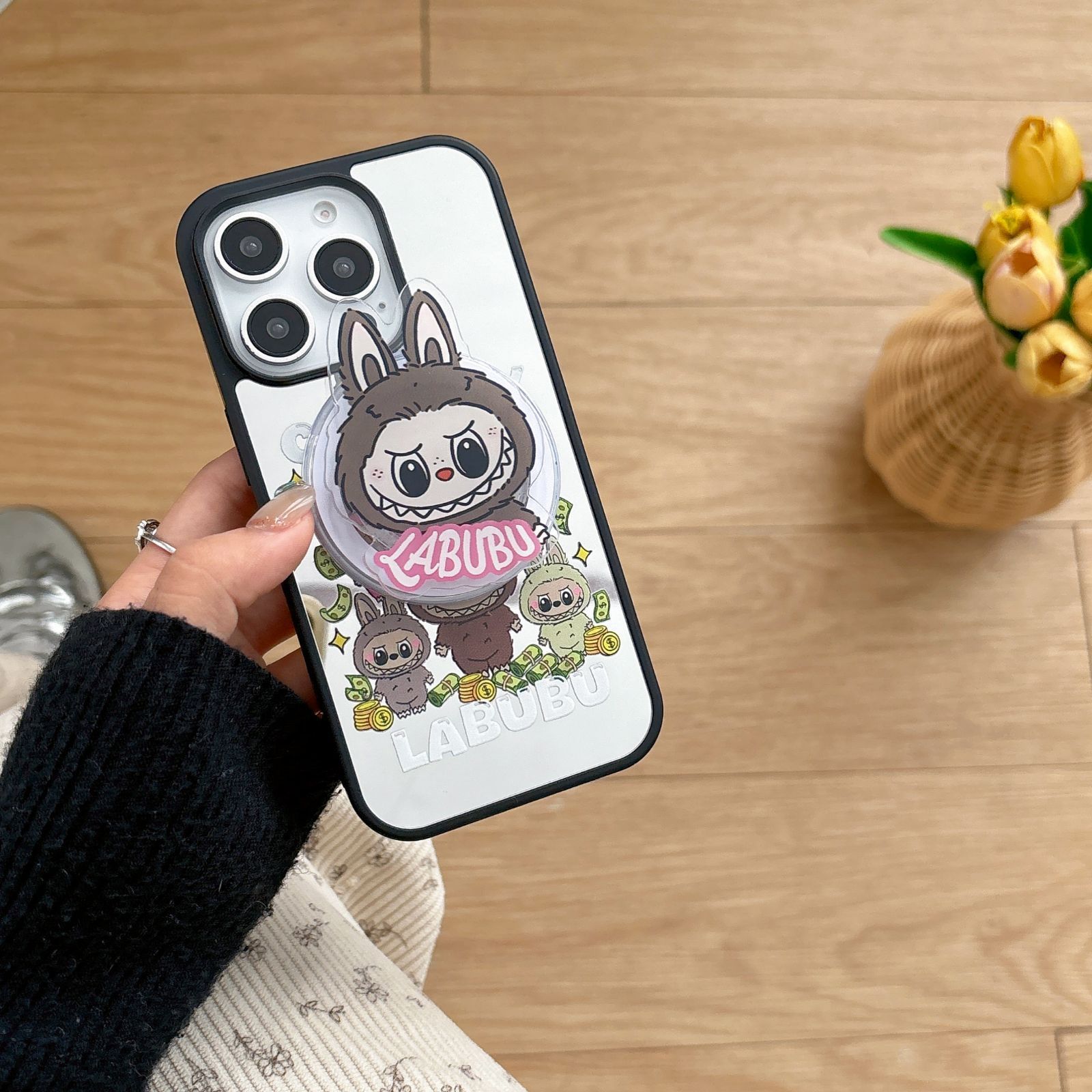 ラブブ iPhone 15/14 ケース ワイヤレス対応 スマホグリップ ラスタバナナ 8349IP361HPMSBL iPhone 15⁄14⁄13用猫耳MagSafe対応