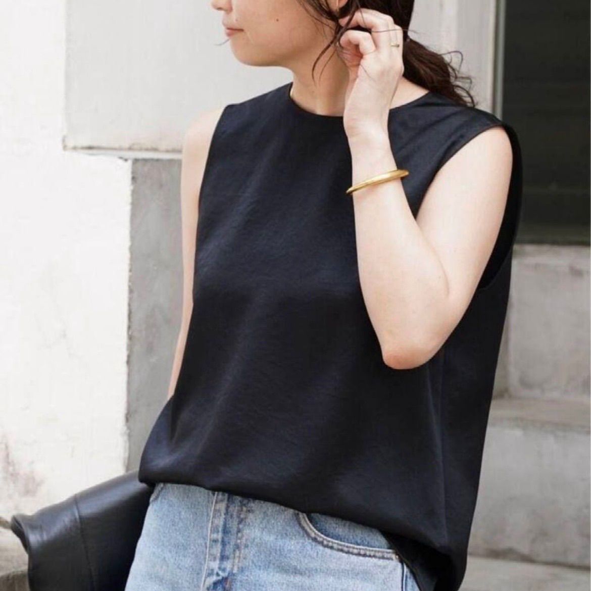 新品タグ付 Deuxieme Classe Minimal Satin ブラウス ブラック