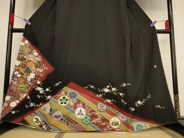 平和屋着物□豪華黒留袖 作家物 扇面花丸文 金彩 正絹 逸品 AAAT9817jd