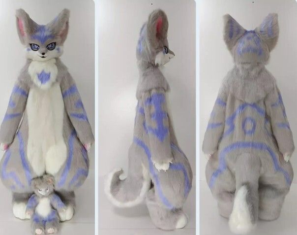 着ぐるみ ケモノ体 ライトブルー Bタイプ 全身 ケモノ マスク ファー