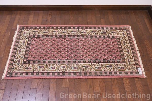 RAGU096 洋間や和室にも◎トライバルラグ ウール絨毯 アンティーク  