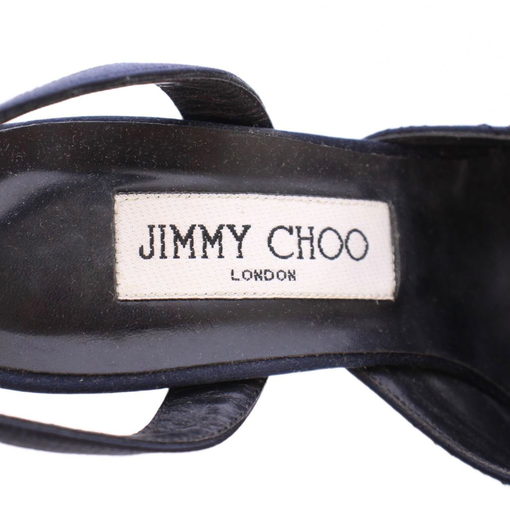 JIMMY CHOO ネイビー ベルベット ビジュー刺繍 ミュール 39サイズ ジミーチュウ ネイビーミュール JIMMY CHOO ネイビー ベルベット