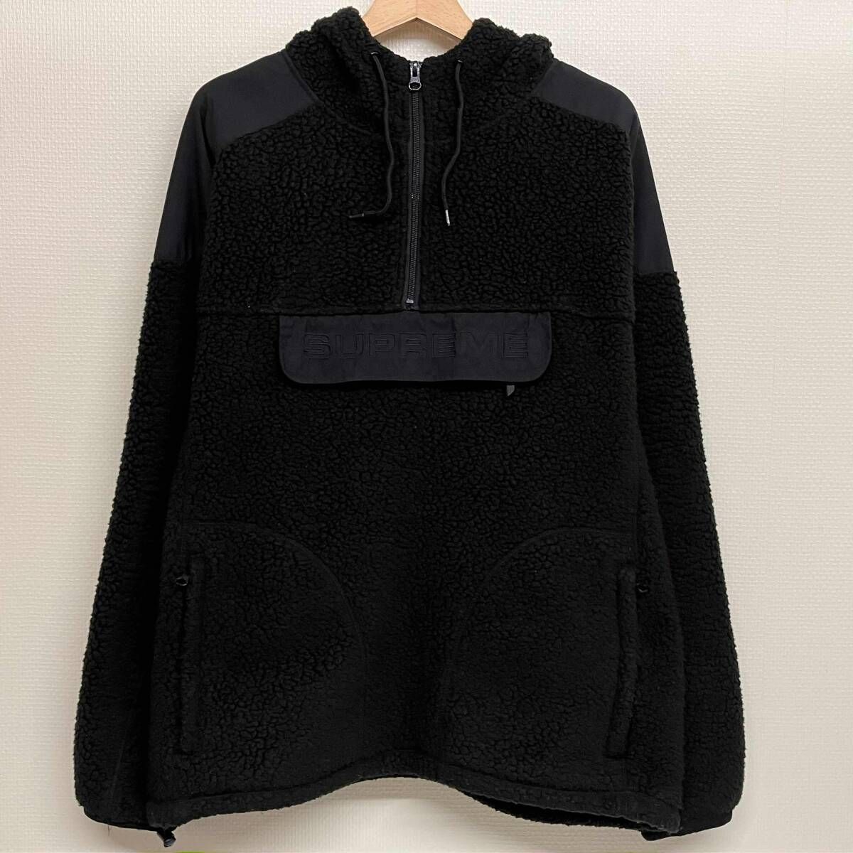 Supreme POLARTEC HOODED HALF ZIP PULLOVER BLACK シュプリーム ポーラテック フーデッド ハーフジップ プルオーバー サイズL