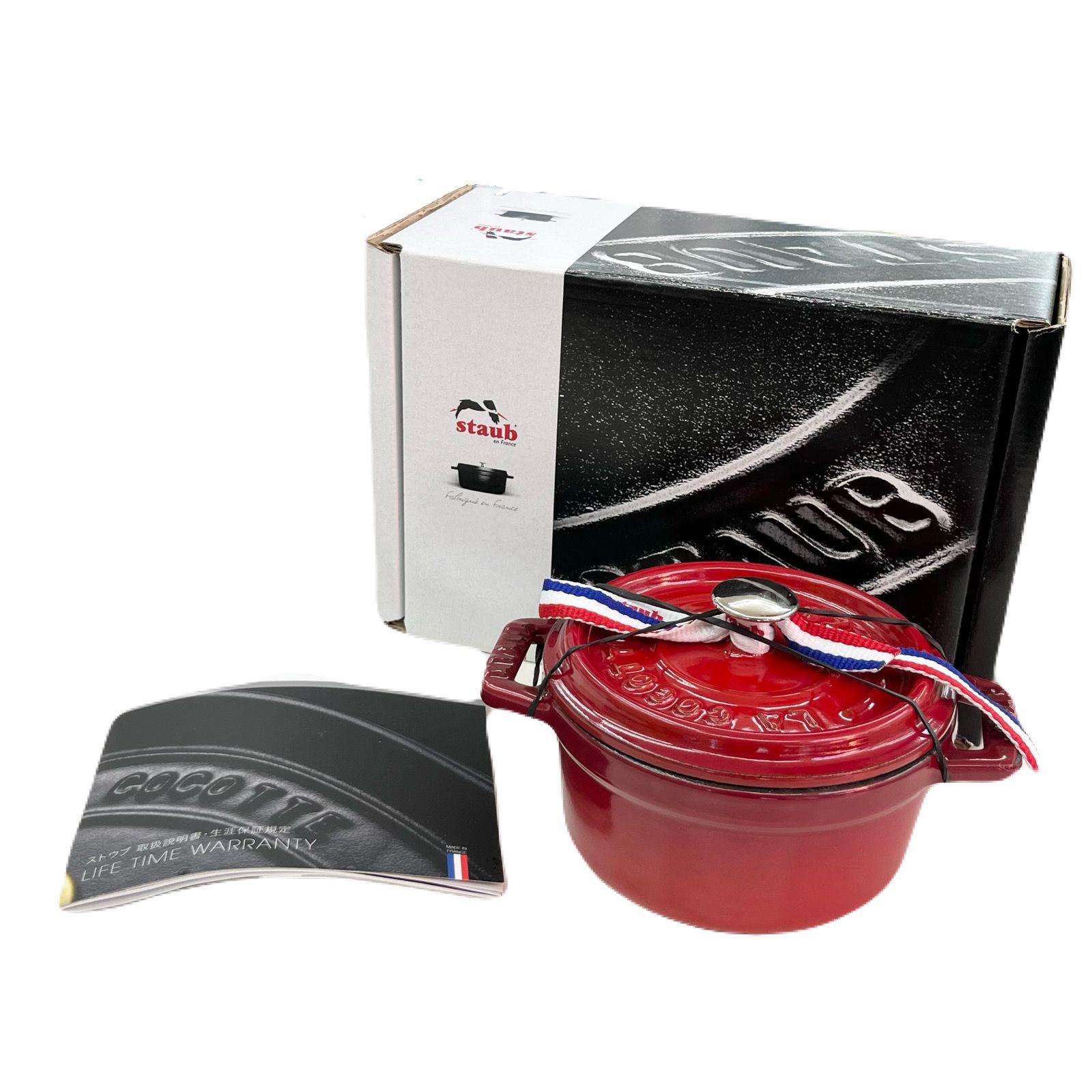 【新品未使用】Staub　ココットラウンド　チェリーレッド　10cm ストウブ（staub） ココットラウンド（セラミック製） 10cm