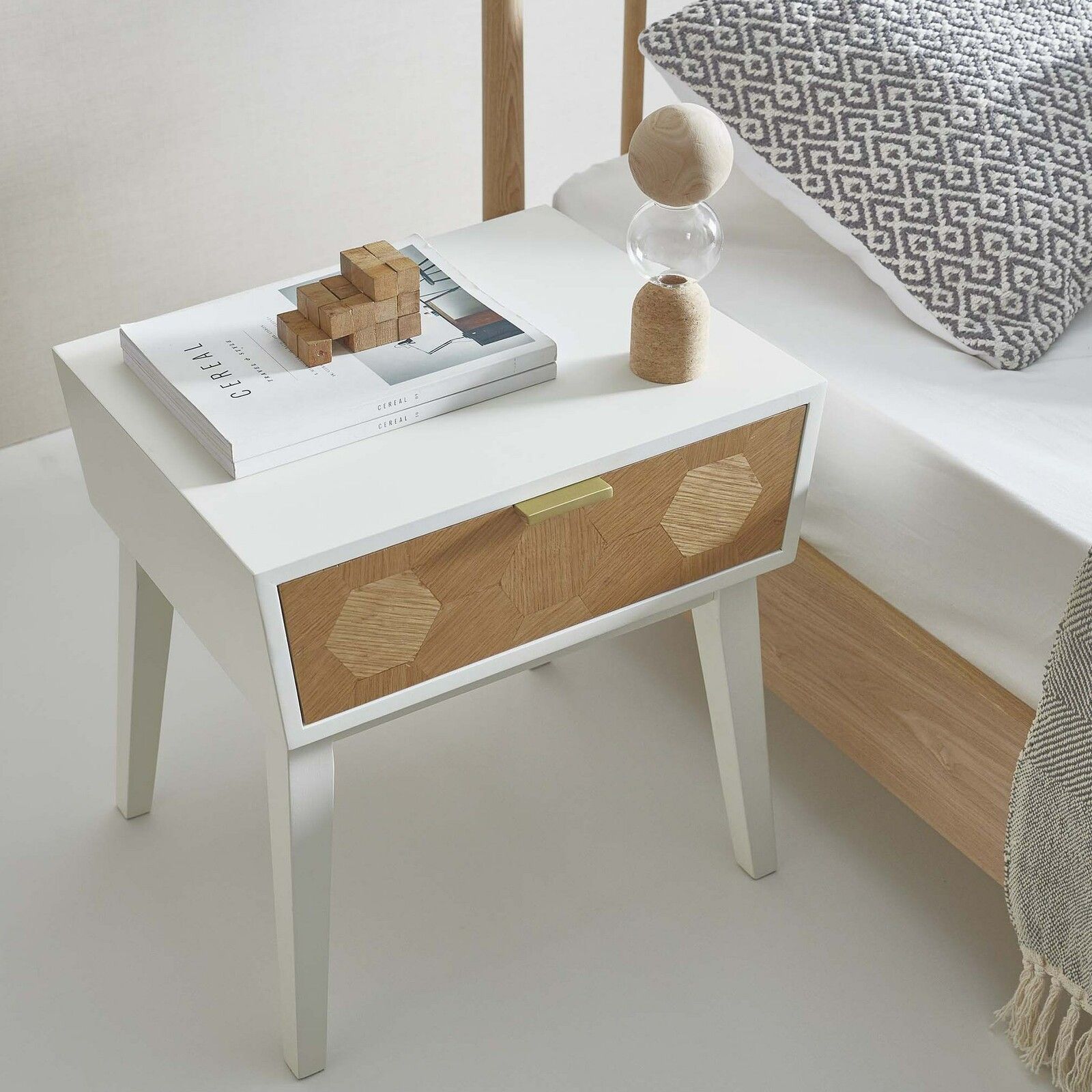 ♪引出し付 ナイトテーブル 幅48cm サイドテーブル ミニテーブル カフェテーブル