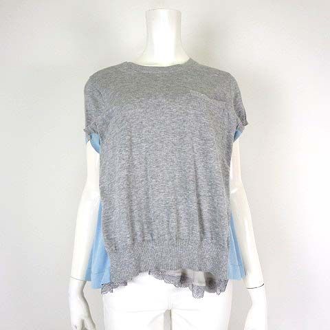 サカイ sacai ニット カットソー チュニック 半袖 バイカラー シルク