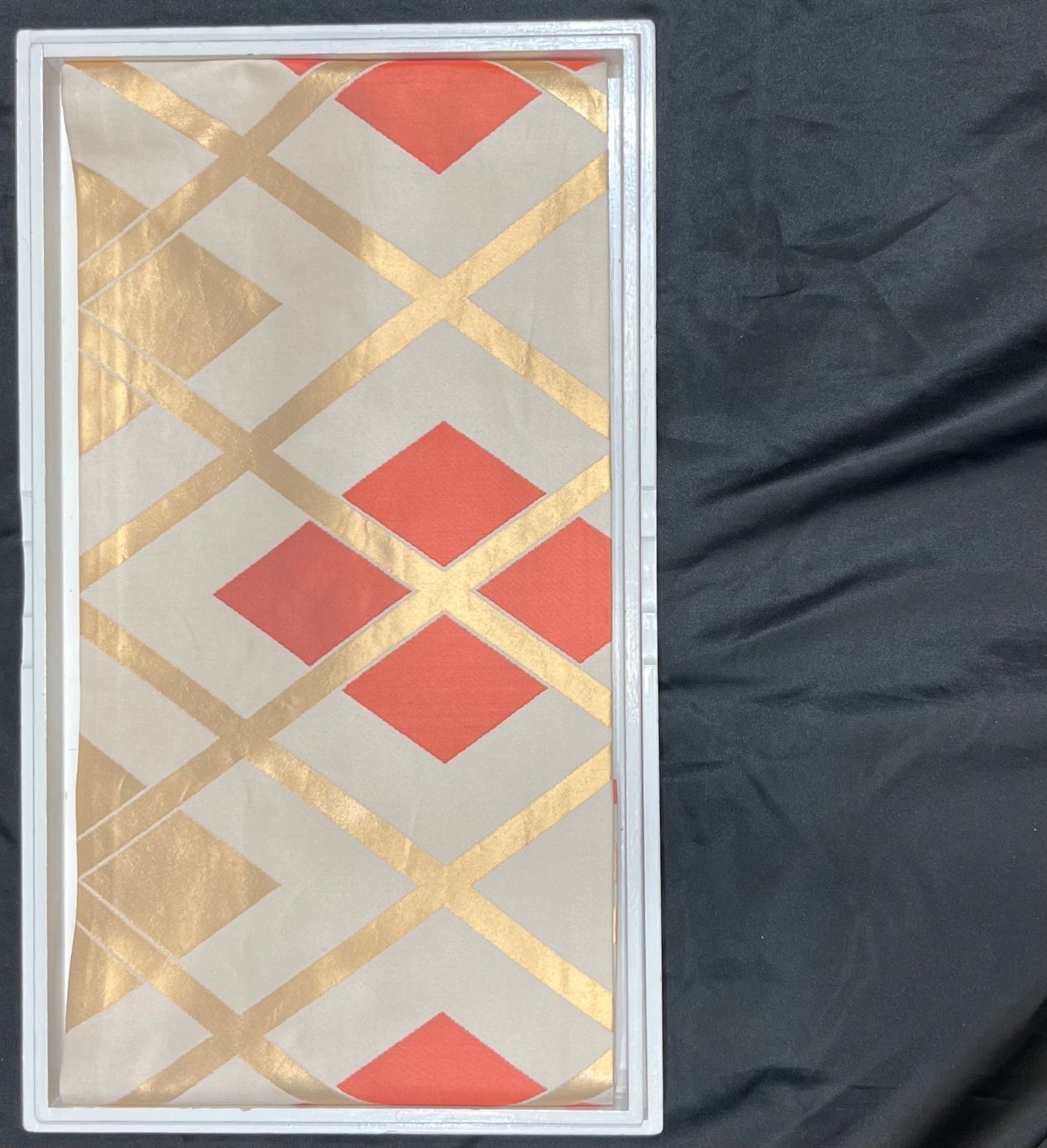 豪華絢爛綺麗美品長さ360cm白ベース赤×金正絹名古屋帯☆桝屋高尾作 
