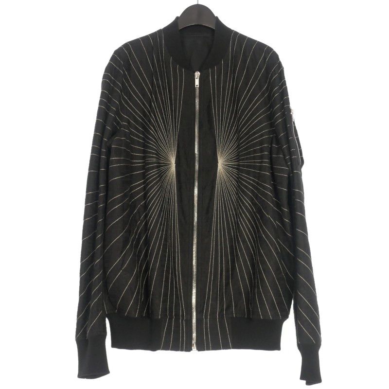 リックオウエンス Rick Owens 17SS RADIATION EMBROIDERY FLIGHT BOMBER JACKET ボンバージャケット ブルゾン 52 ブラック 黒 RU17S9791 KEMR