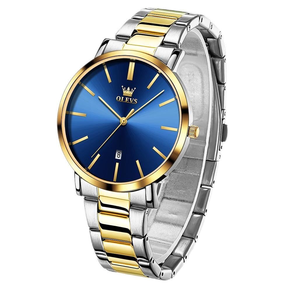 【人気商品】会社 学生時計 ファッション おしゃれ watch 見やすい アナログ 日付 防水 for ステンレス 時計 クラシック men シンプル 腕時計 腕時計 人気 ブルー クオーツ メンズ OLEVS