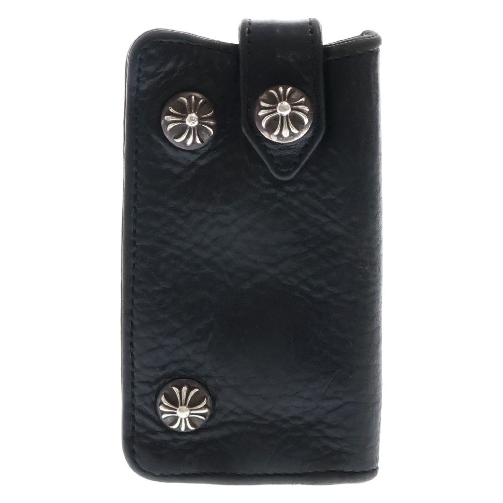 CHROME HEARTS クロムハーツ KEY CASE クロスボールボタン レザーキーケース ブラック|シルバー