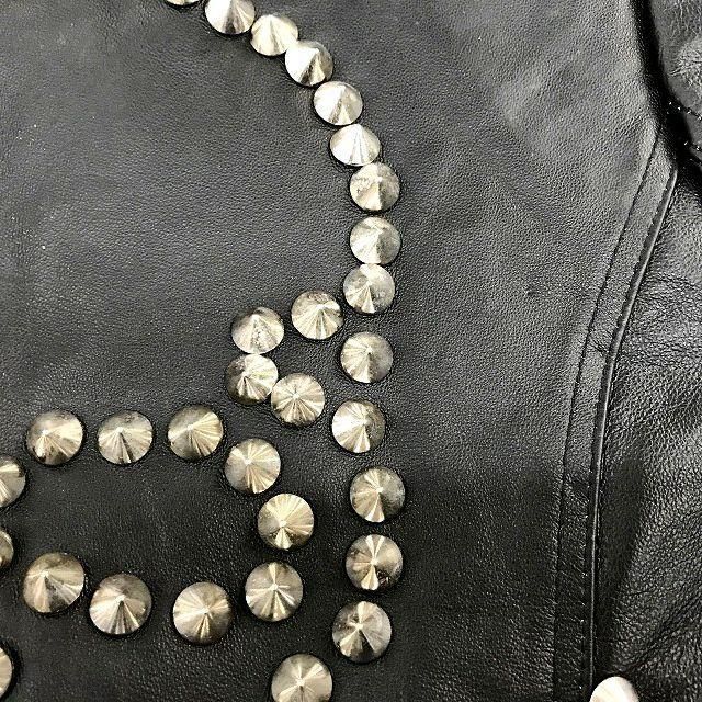 未使用 JURY BLACK スタッズ スカルデザイン ライダースジャケット