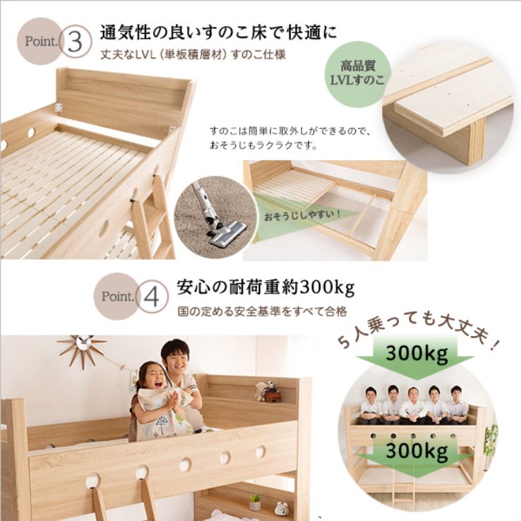 木目調３Ｄシート二段ベッド宮付き COCCO-コッコ-