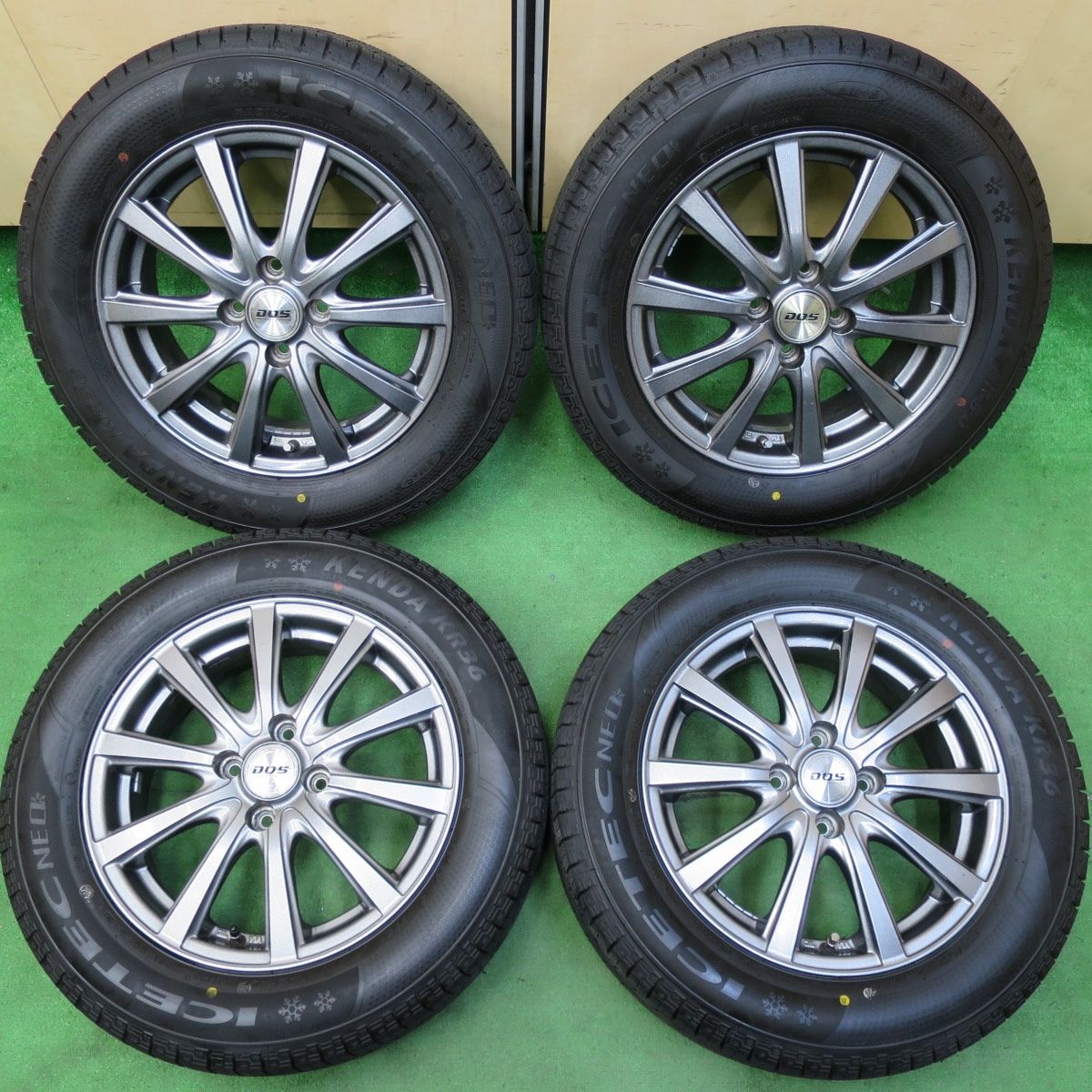 *送料無料* バリ溝！23年！ほぼ10分スタッドレス 185/65R15 ケンダ KR36 アイステック ネオ D.O.S. DOS 15インチ PCD100/4H4072006イス