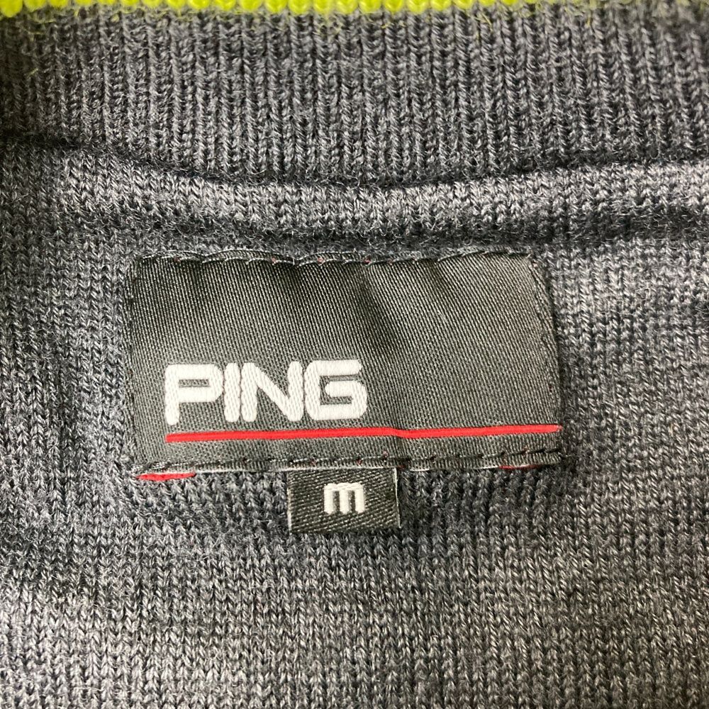 サイズ：M PING ピン クルーネック 長袖ニットセーター グレー系