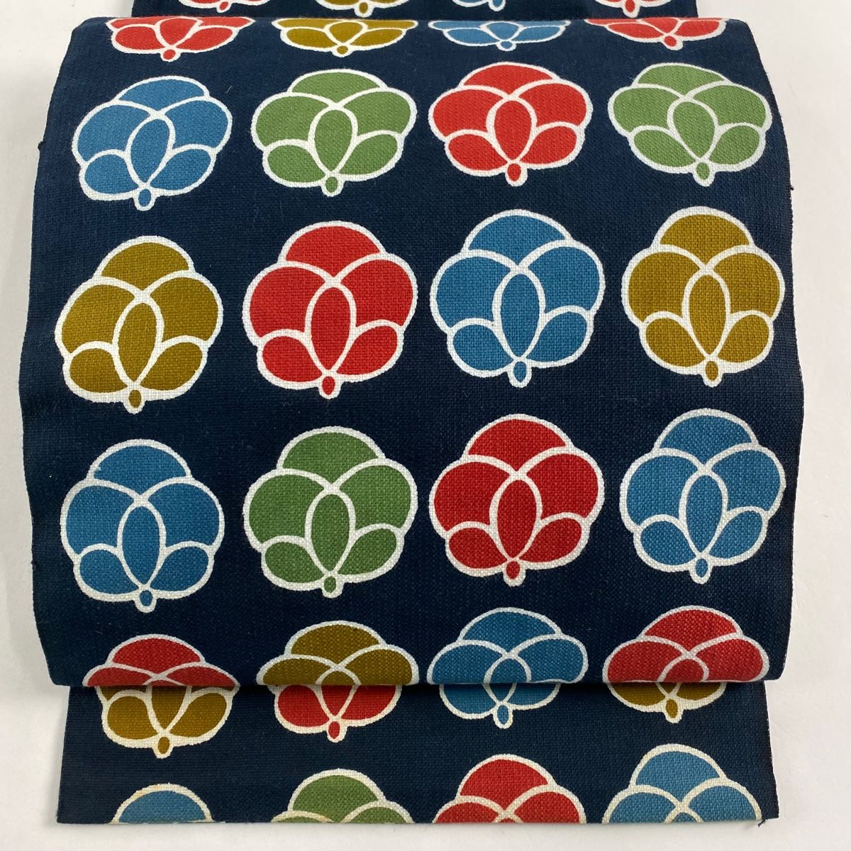 名古屋帯 優品 八寸名古屋帯 松葉仕立て 中古渡更紗帯 花 蕾