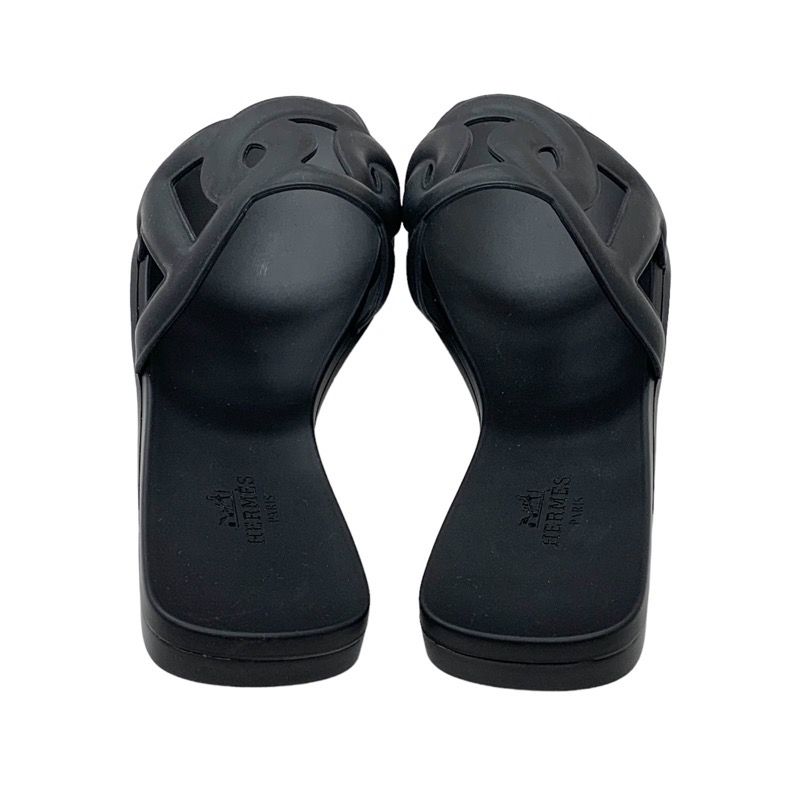 エルメス HERMES アロハ サンダル 靴 シューズ ラバー ブラック 黒 未  