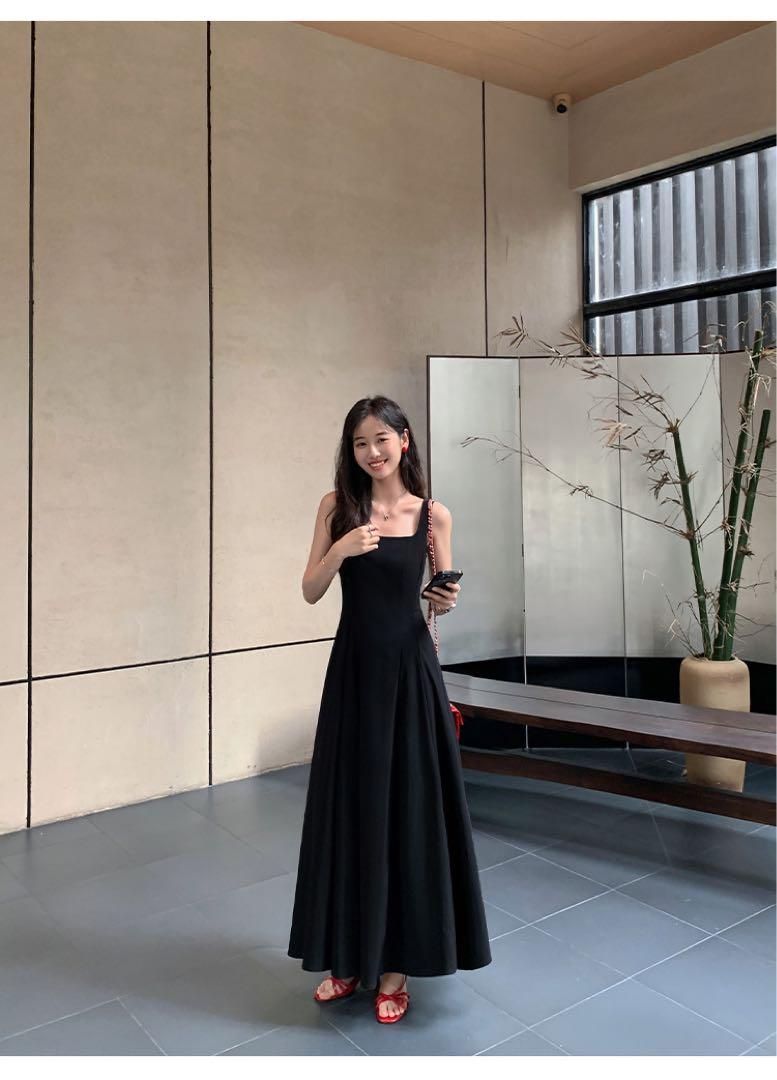 春の装い ウエストマーク ロングワンピース フレンチブラック NEXPOTALLINN_EU