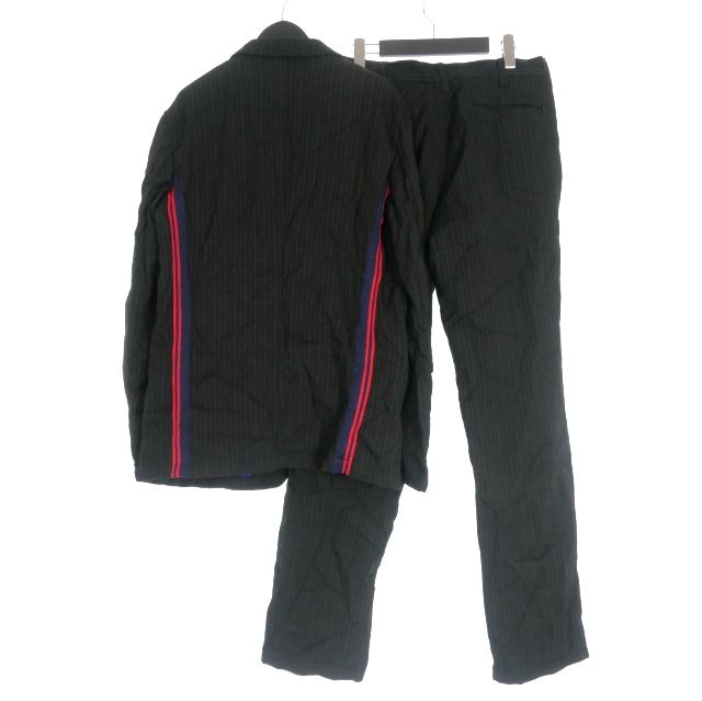 コムデギャルソンオム COMME des GARCONS HOMME 00‘ ウール縮絨 ストライプ セットアップ スーツ 上下 L ブラック ストライプ 黒