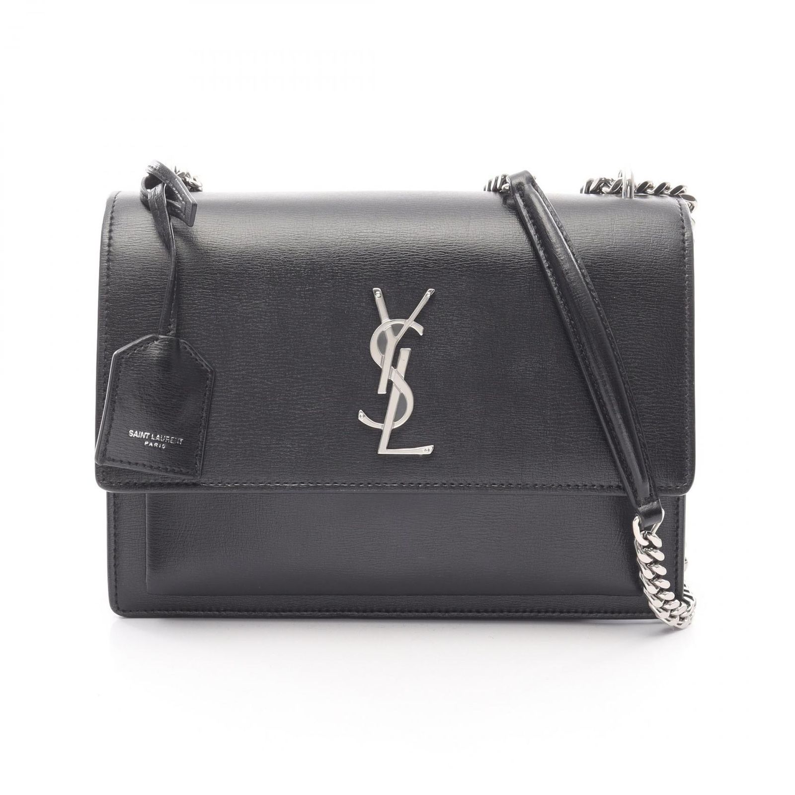 YSL ブラックレザー ショルダーバッグ Yves Saint Laurent イブサンローラン ショルダーバッグ