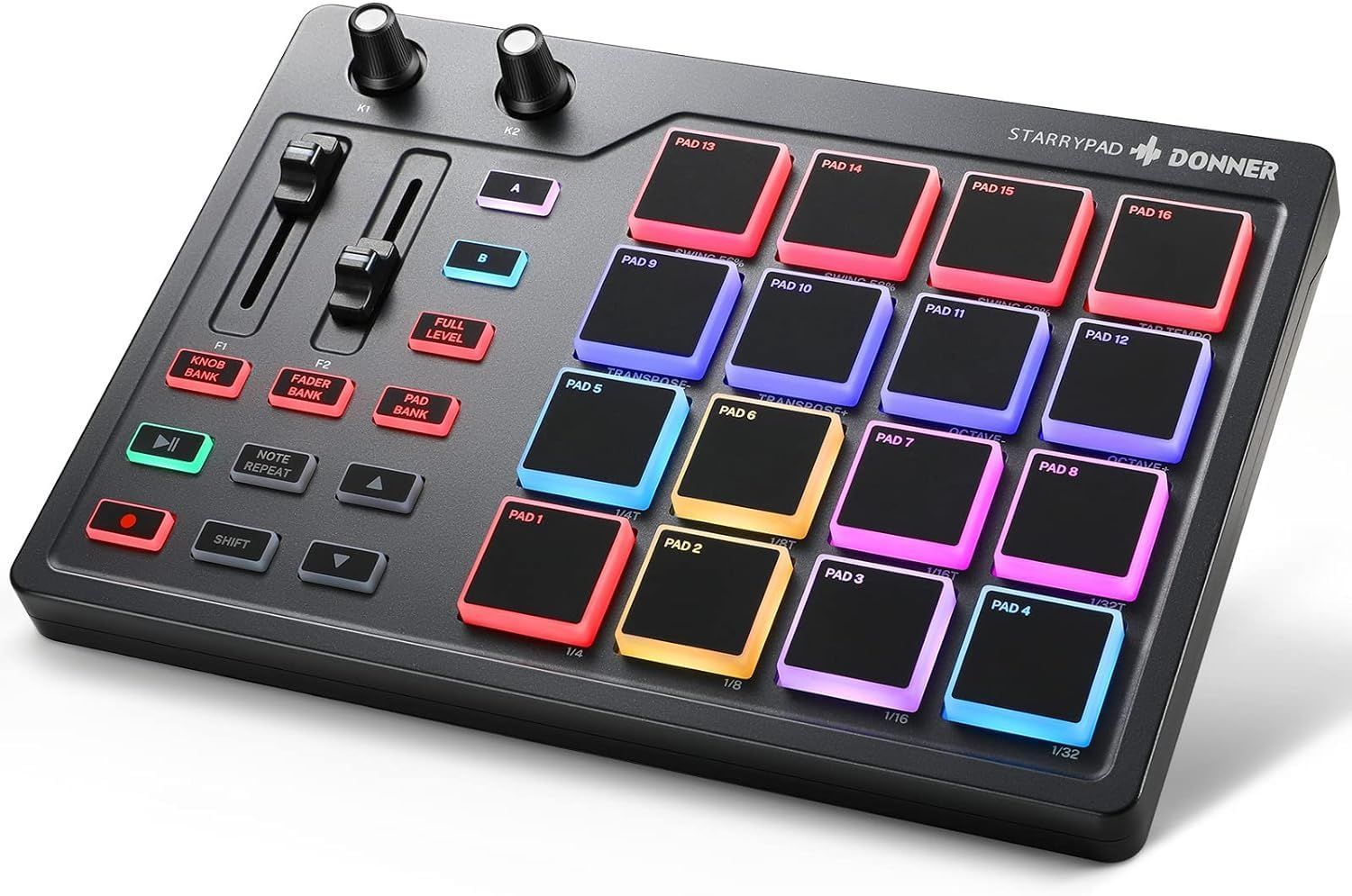 Donner MIDIコントローラー 16パッド USB Type-c 音楽制作 バックライト付き 日本語取扱説明書 STARRYPAD