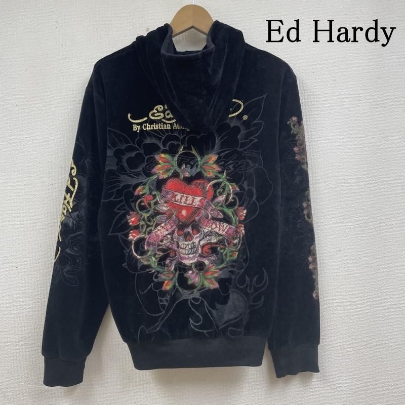 Ed Hardy エドハーディー パーカー 長袖 ベロア パーカー