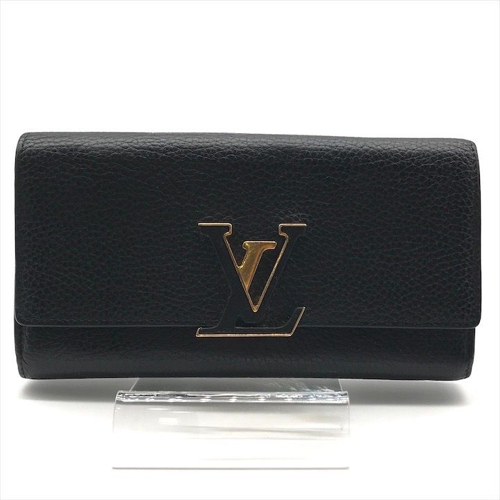 LOUIS VUITTON ルイ ヴィトン LV ロゴ ポルトフォイユ カプシーヌ 二つ折り 財布 ブラック m14101