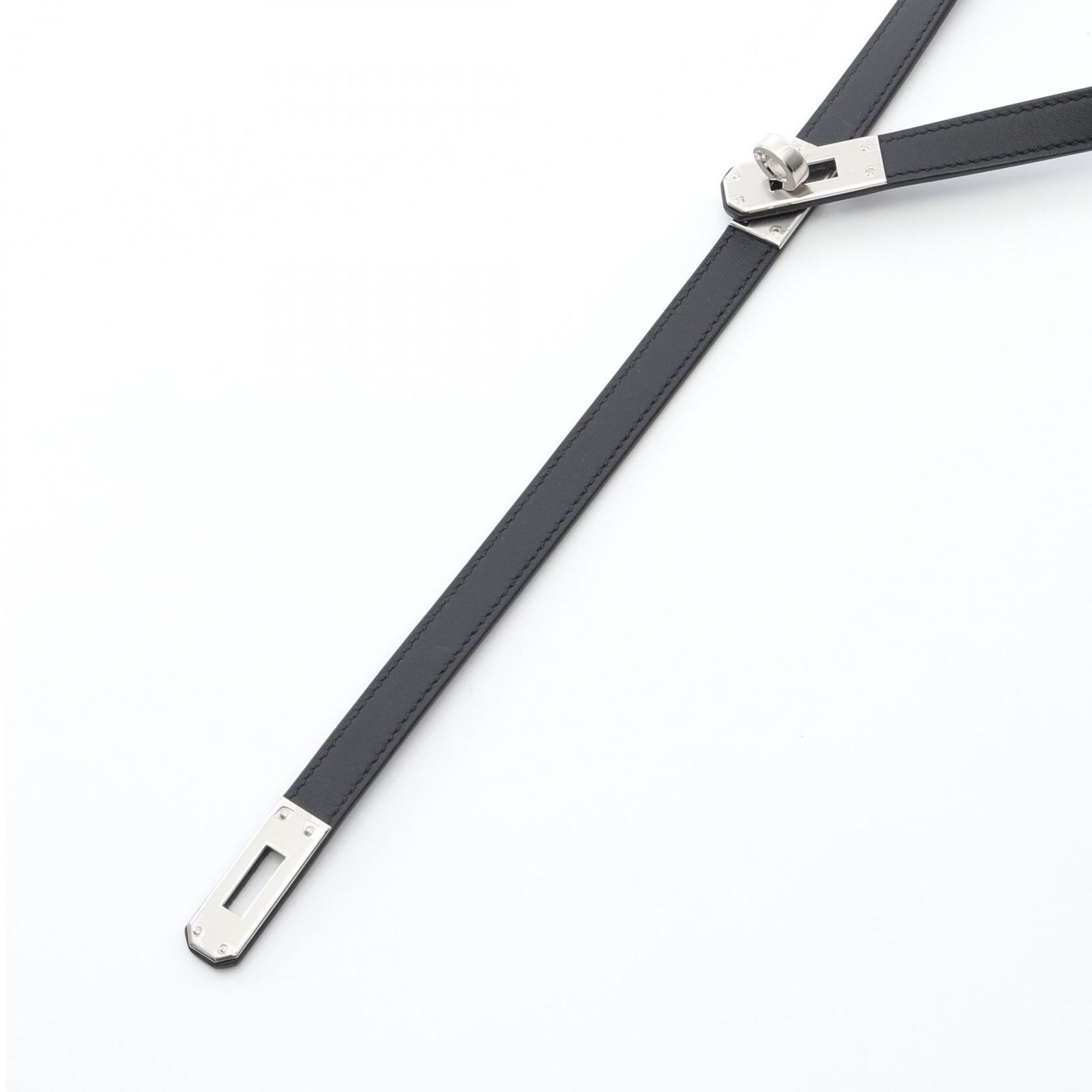 エルメス HERMES チョーカー タイネックレス ケリー ブラック レザー 