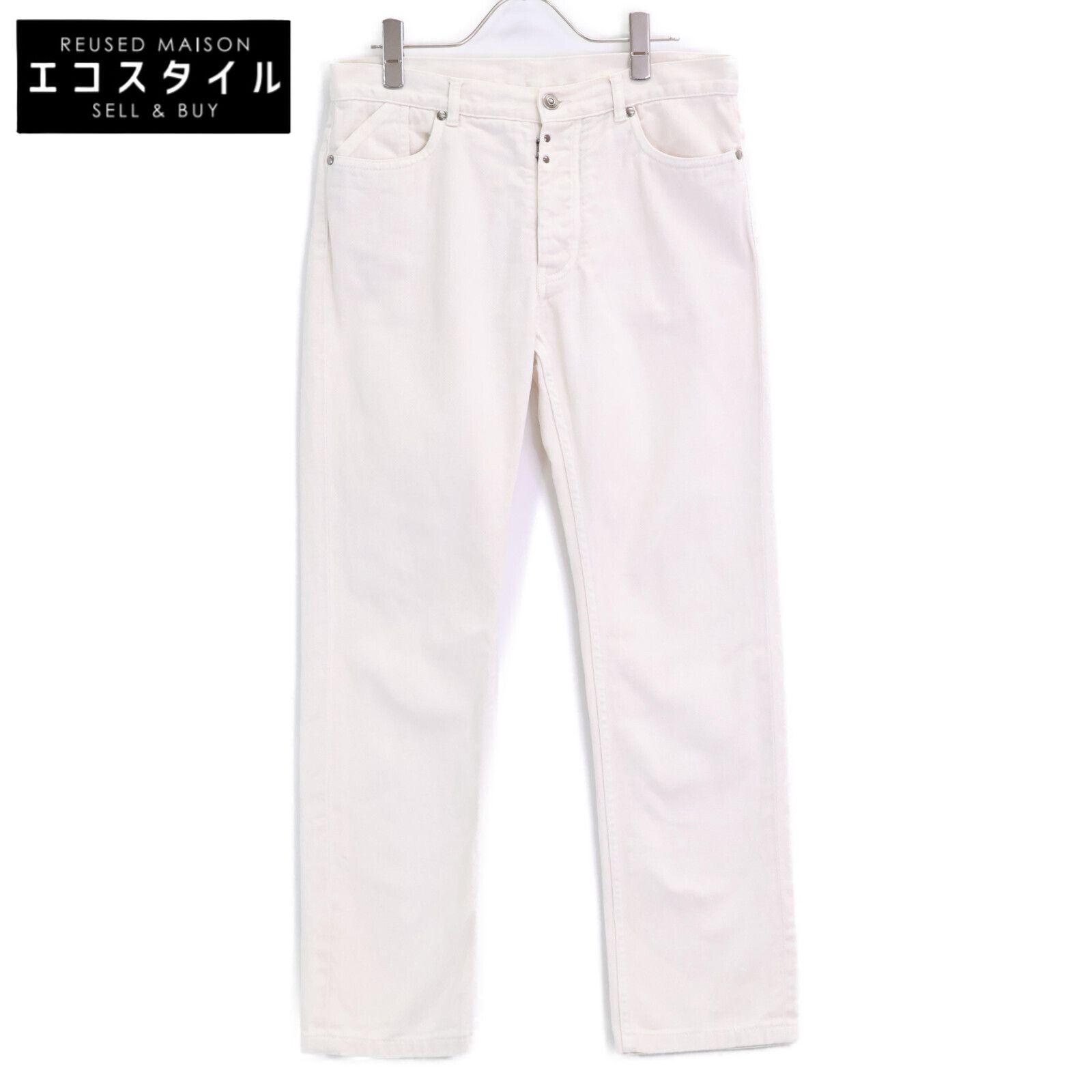 Maison Margiela メゾンマルジェラ S50LA0057 ホワイト コットン Slim Hook ボタンフライデニムパンツ 46