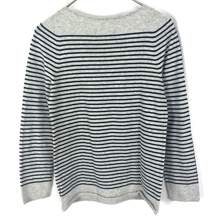 ユリパーク YURI PARK 細ボーダーニット 長袖 レ・アーリ Uネック 薄手  