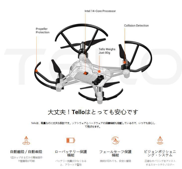 DJI RyzeTech Tello 損害賠償保険付き リモコン付き カメラ付き 国内 ...