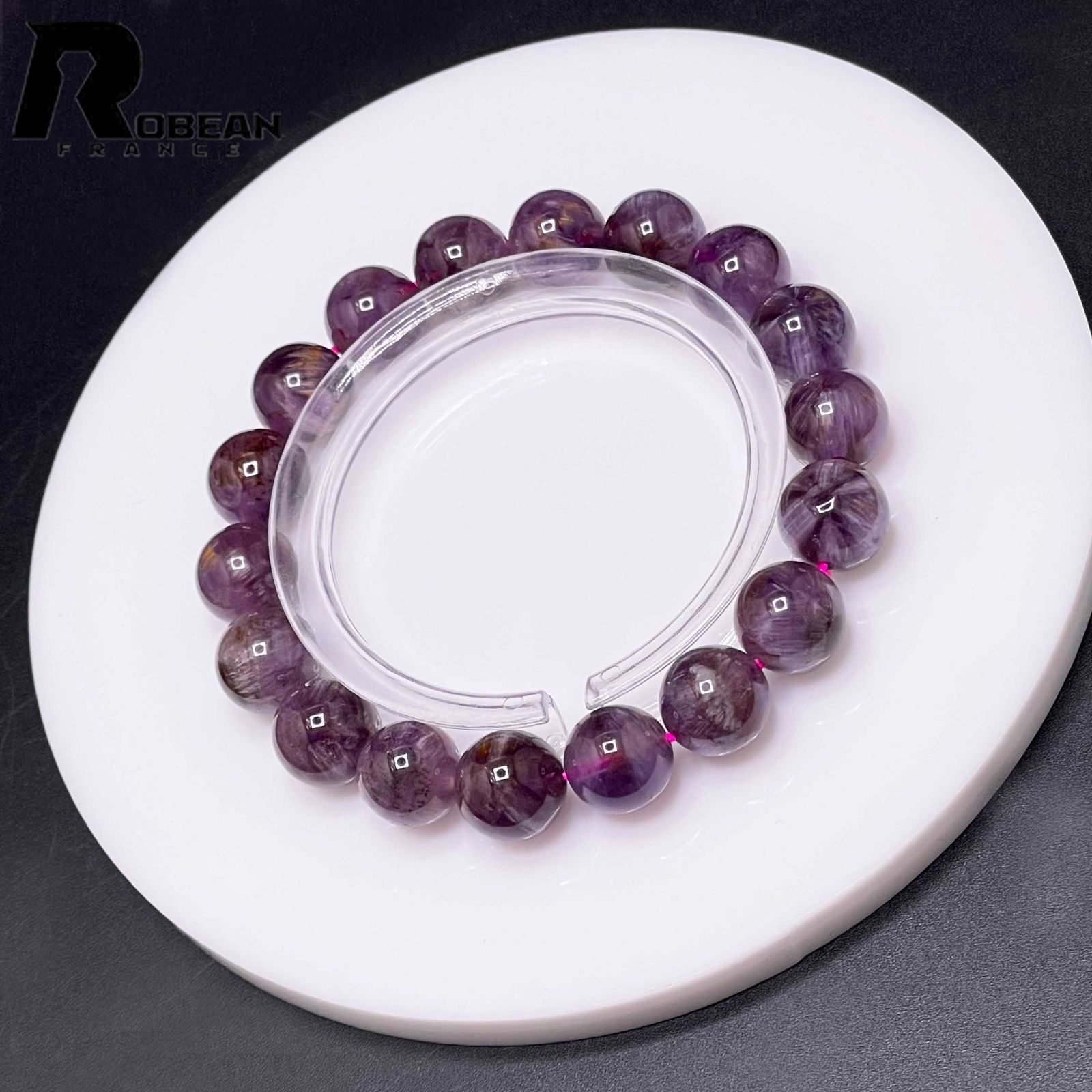 EU製 定価28万円 ROBEAN オーロラクォーツ23 パワーストーン ブレスレット 天然石 金運 浄化 開運 プレゼント 10.8-11.3mm D0922538