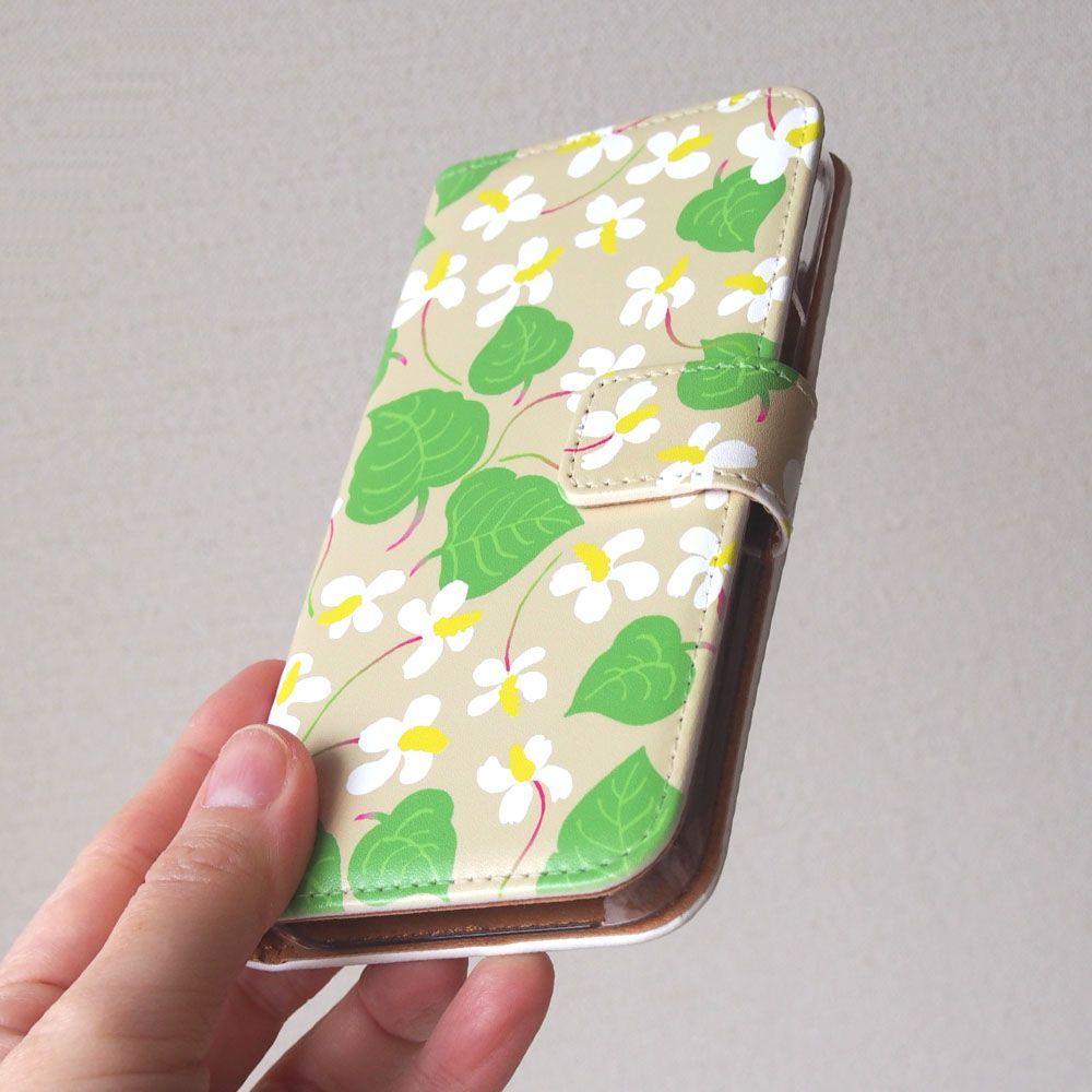 ＜Android機種対応＞春の庭ドクダミの手帳型スマホケース