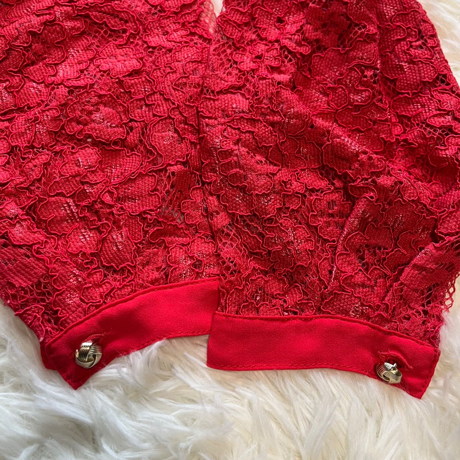 【未使用級♡着用1回】エリザベッタフランキ　ジップアップニットブルゾン　38 ELISABETTA FRANCHI エリザベッタフランキ レーススリーブニット