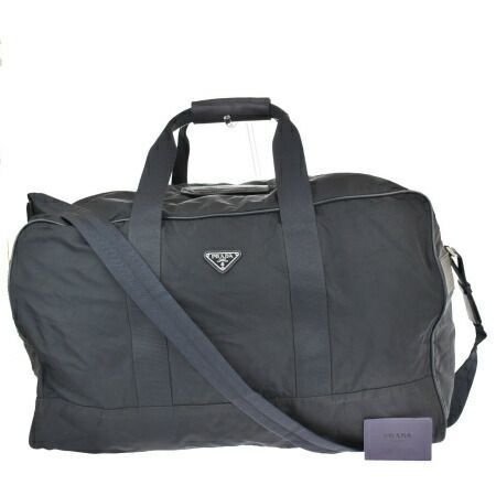 【中古】 プラダ PRADA ボストンバッグ 2WAY ショルダー ブラック ナイロン レザー 64MK127