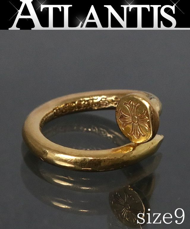 CHROME HEARTS 銀座店 クロムハーツ 22K CHプラス フラット ネイル リング 指輪 ゴールド 約9号 96645