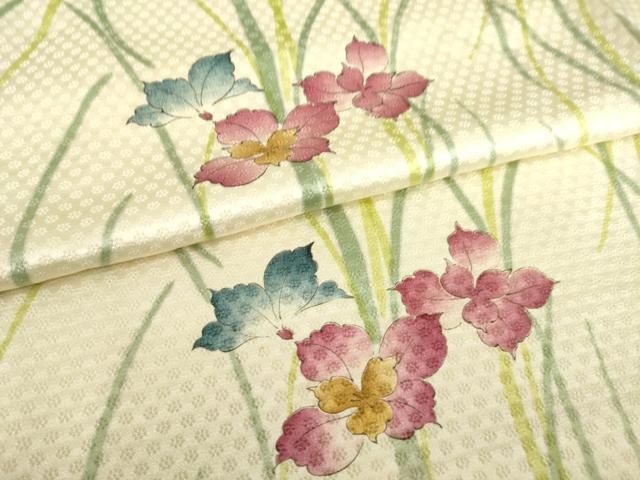 アンティーク 花唐草 可愛いデザイン 小紋 正絹 T-1714 アンティーク 花唐草 可愛いデザイン 小紋 正絹 T-1714