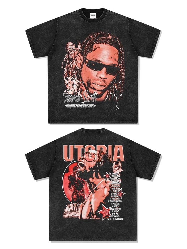 トラヴィス スコット TRAVIS SCOTT ヴィンテージ加工 両面プリント  