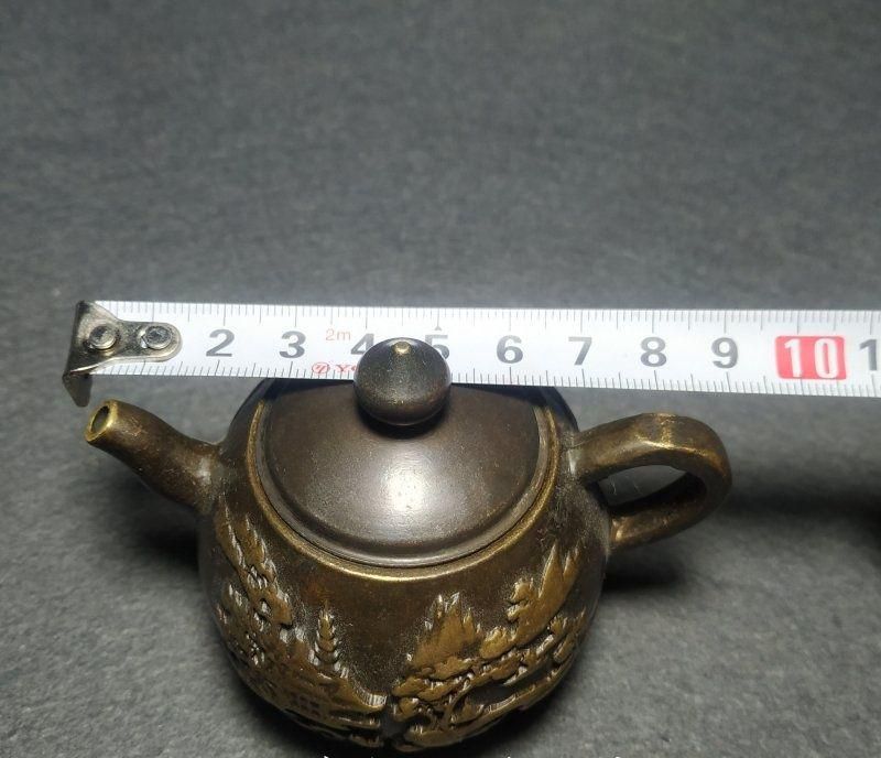 Amazon.com: Usoway 纯黄铜茶壶办公室寿星福禄满堂手把壶精雕