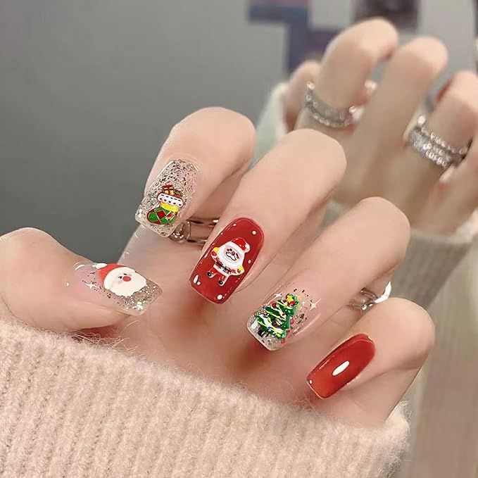 在庫処分】クリスマス ネイルパーツ 100個セット 3D 立体 可愛い