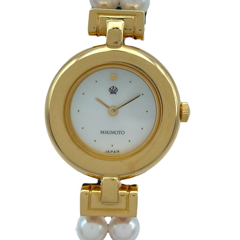 ミキモト MIKIMOTO パールウォッチ JAL 4N20-0941 ホワイトシェル GP クオーツ レディース 腕時計