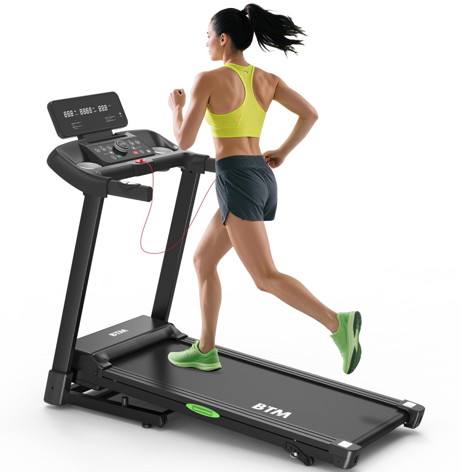 静音 省スペース トレーニングマシン 折りたたみ ルームランナー 収納便利 ウォーキングマシーン MAX16km|h 家庭用 トレッドミル 電動ランニングマシーン BTM