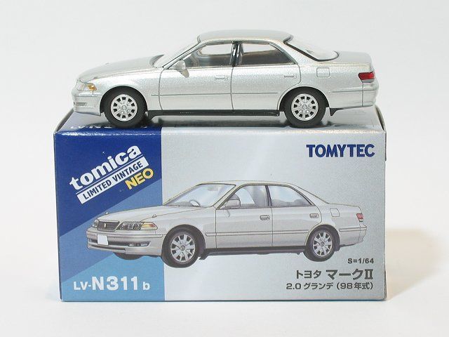 トヨタ マークII 2.0グランデ（銀）98年式 LV-N311b【トミーテック社1/64ミニカー】【トミカの時】