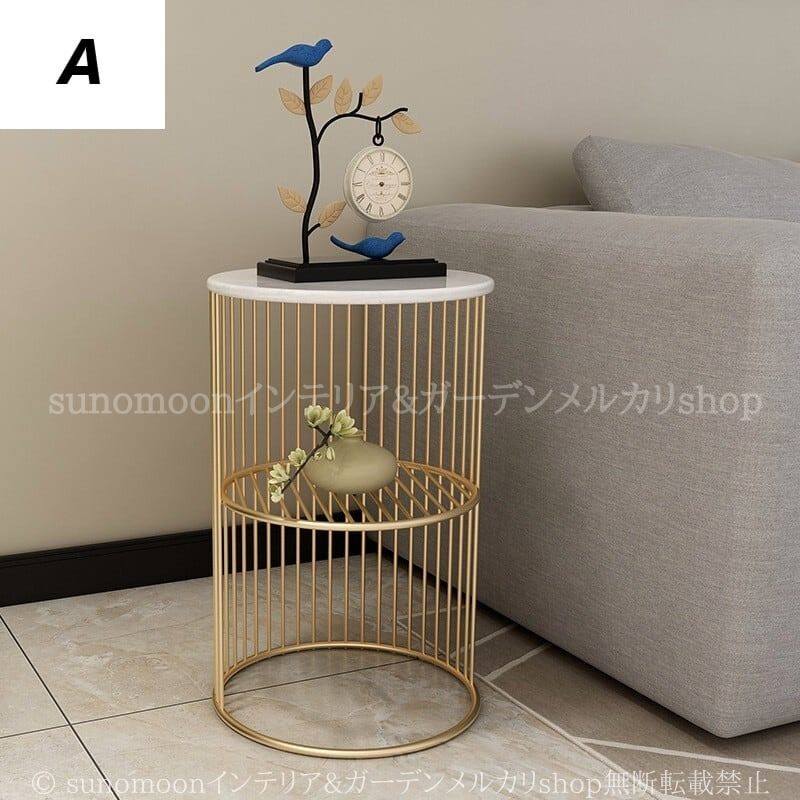 円形 サイドテーブル 直径55cm 2段 収納 付き シンプル ラグジュアリー おしゃれ かわいい インテリア 北欧 ラウンド モダン コーヒーテーブル リビング 寝室 カフェ 飲食店 MARWIL-DEMENAGEMENTS_CH