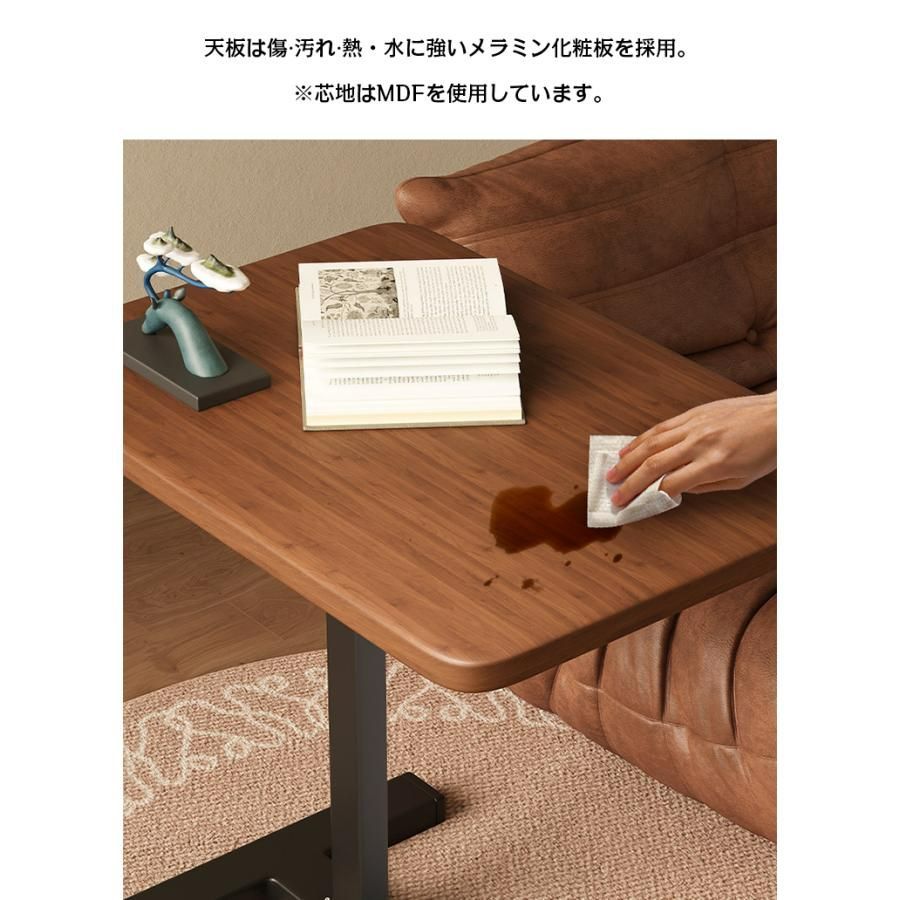 キャスター付き昇降式テーブル ナチュラル Amazon｜Kira Taku サイドテーブル 高さ調節 キャスター付き