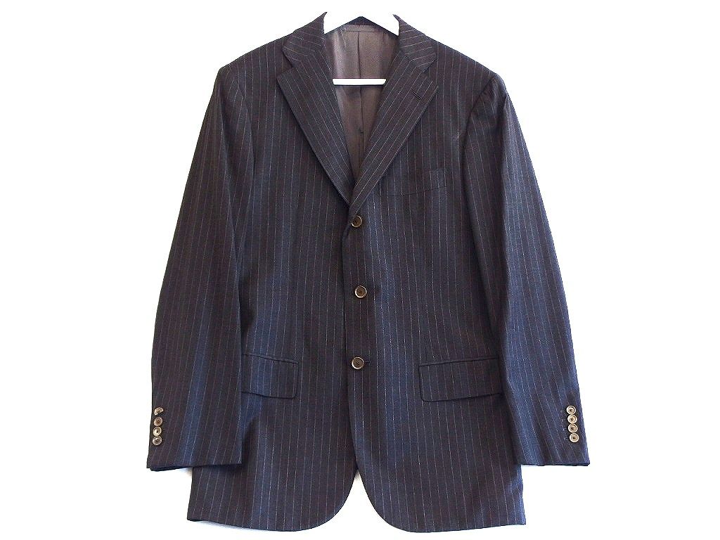 【207658】SOVEREIGN UNITEDARROWS ソブリン ユナイテッドアローズ  ストライプ　ウール　テーラードジャケット メンズ  ・50 チャコールグレー
