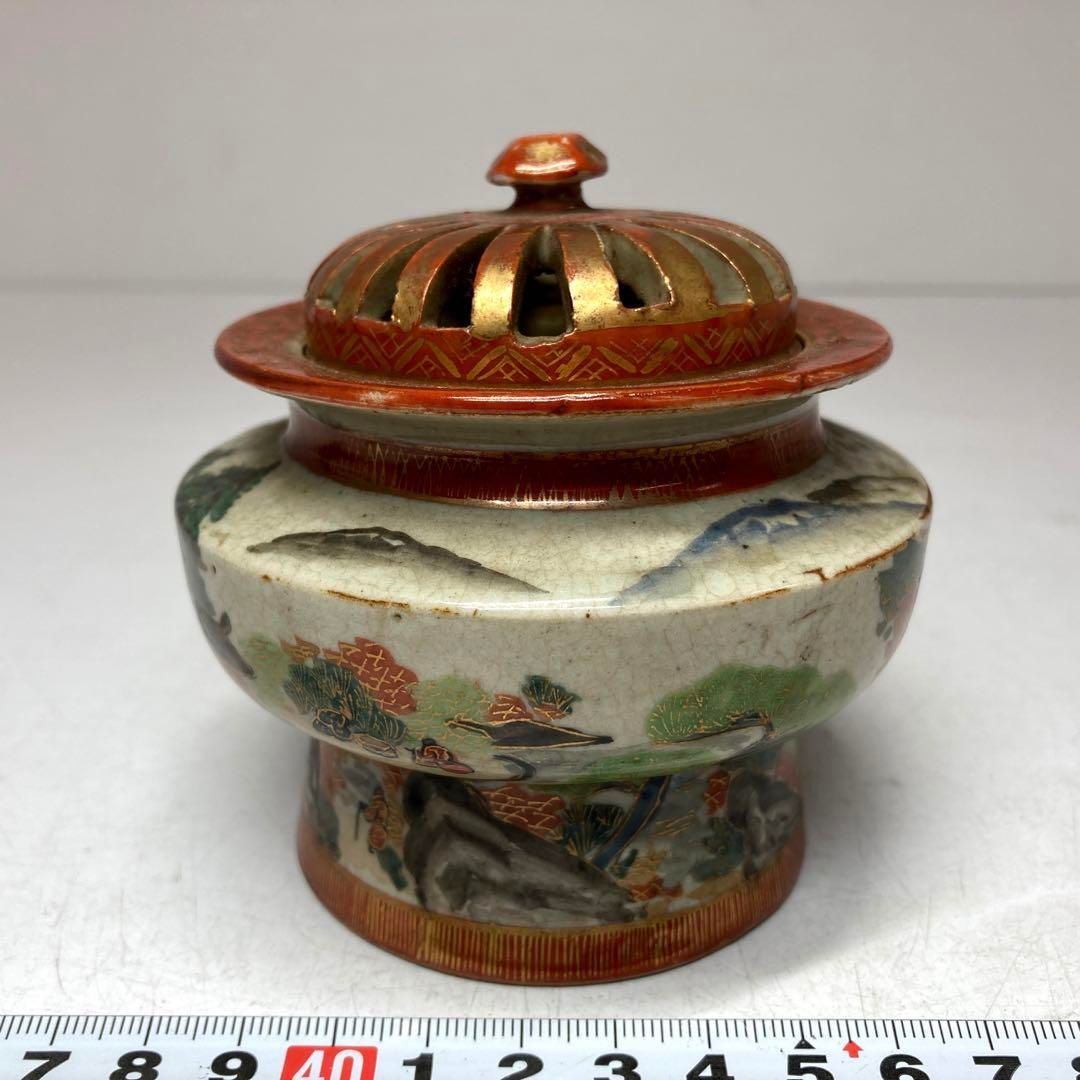 明治期 九谷焼 上手香炉 高さ約9㎝ 東Y6-0115 タトチ